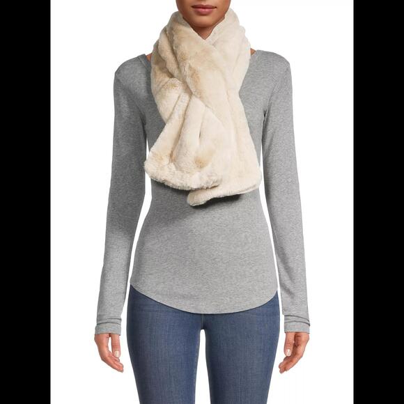 Apparis Accessories - Apparis Luxurious Ivory Faux Fur Scarf Wrap